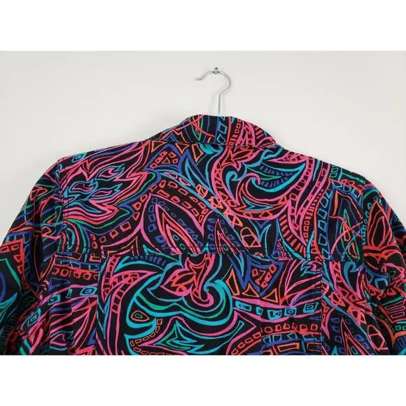 (JL) Additions by Chico's Women's Bomber Jacket Size 0 (S) Pockets Aztec Office - Picture 6 of 7